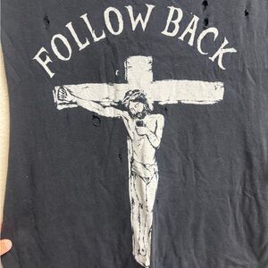 UNIF Jesus “Follow Back” Distressed Muscle Tank Size Large